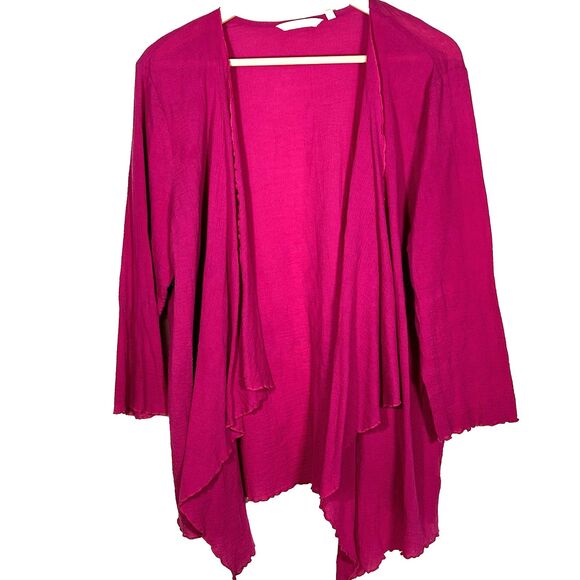 Soft Surroundings Topper Cardigan Size Large Magenta Pink Open Front Jacket - Picture 1 of 8